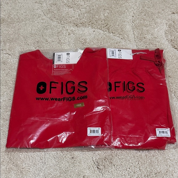 Figs Other - FIGS Scrub Set: Catarina Top/Isabel Wide Leg Pant LNY Pop Red